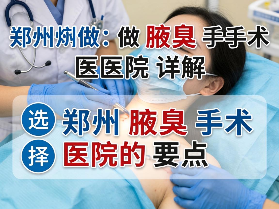 郑州做腋臭手术医院详解，选择郑州腋臭手术医院的要点