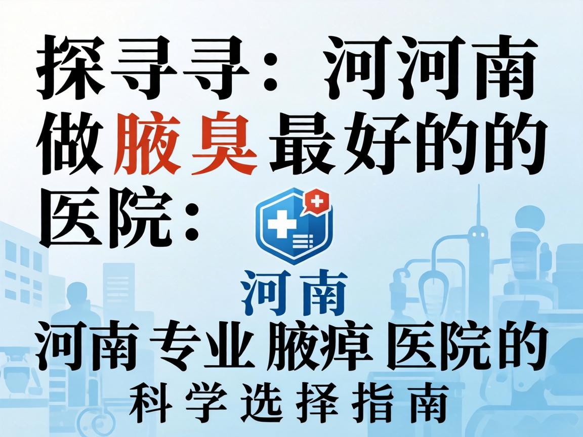 探寻河南做腋臭最好的医院，河南专业腋臭医院的科学选择指南