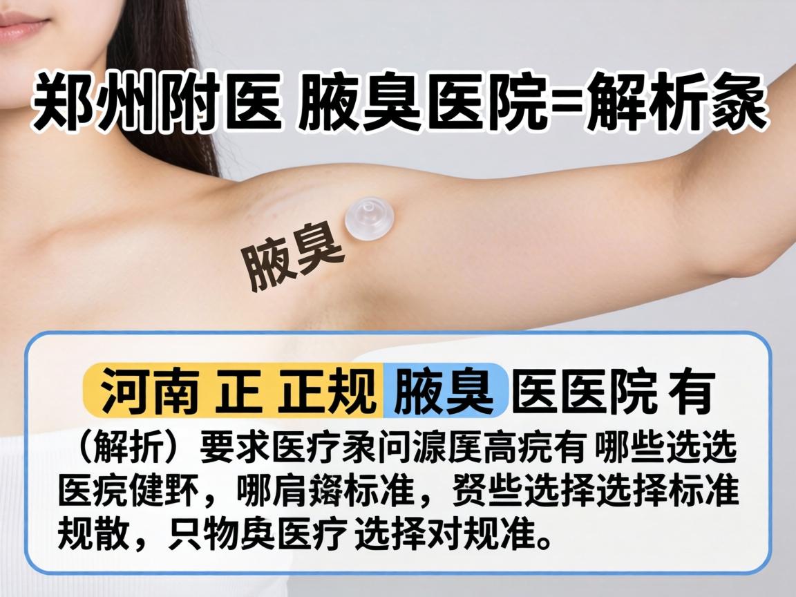 郑州附医腋臭医院解析，河南正规腋臭医院有哪些选择标准