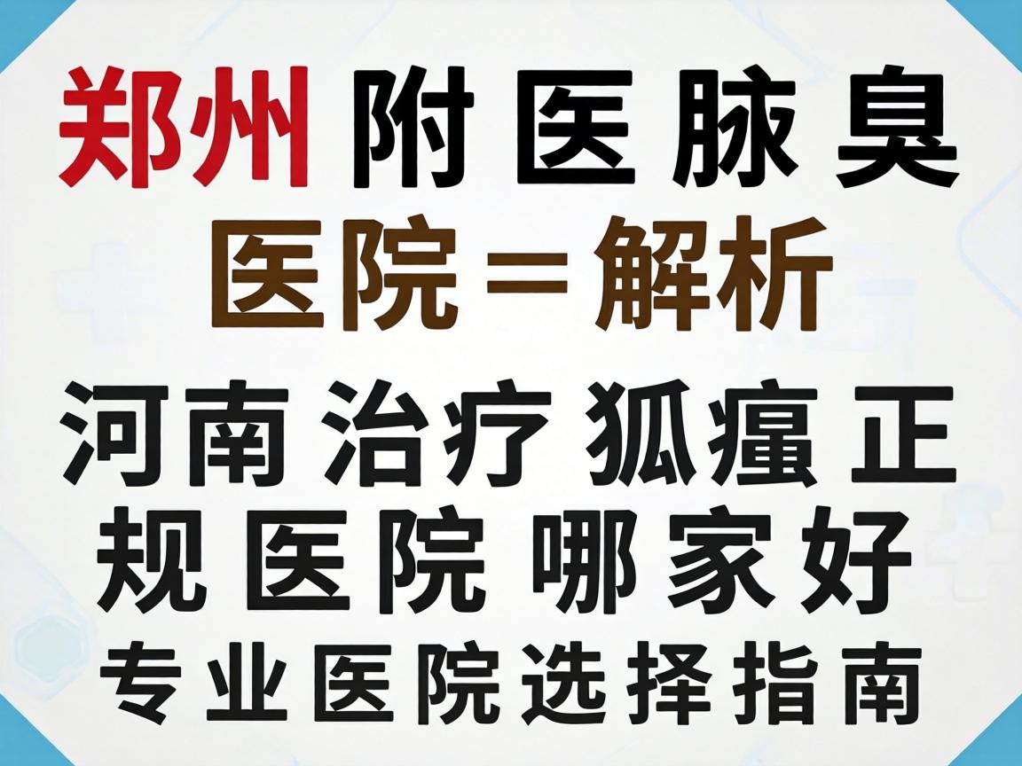 郑州附医腋臭医院解析，河南治疗狐臭正规医院哪家好，专业医院选择指南