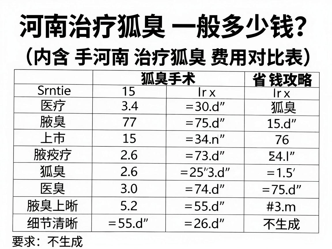河南治疗狐臭一般多少钱？狐臭手术费用明细与省钱攻略（内含河南治疗狐臭费用对比表）