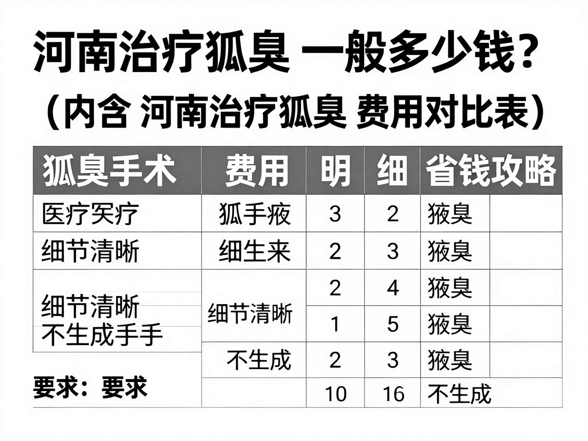 河南治疗狐臭一般多少钱？狐臭手术费用明细与省钱攻略（内含河南治疗狐臭费用对比表）
