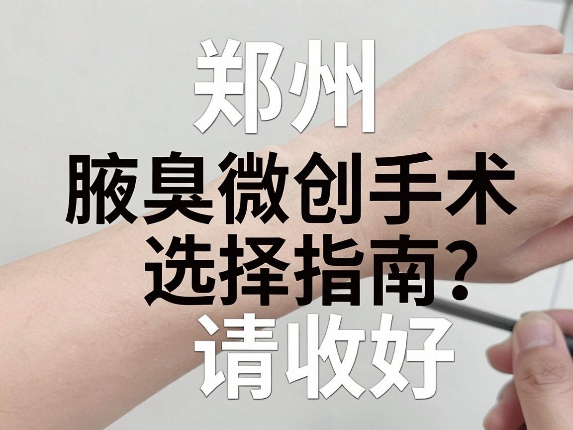 郑州腋臭微创手术哪家好？这份腋臭微创手术选择指南请收好