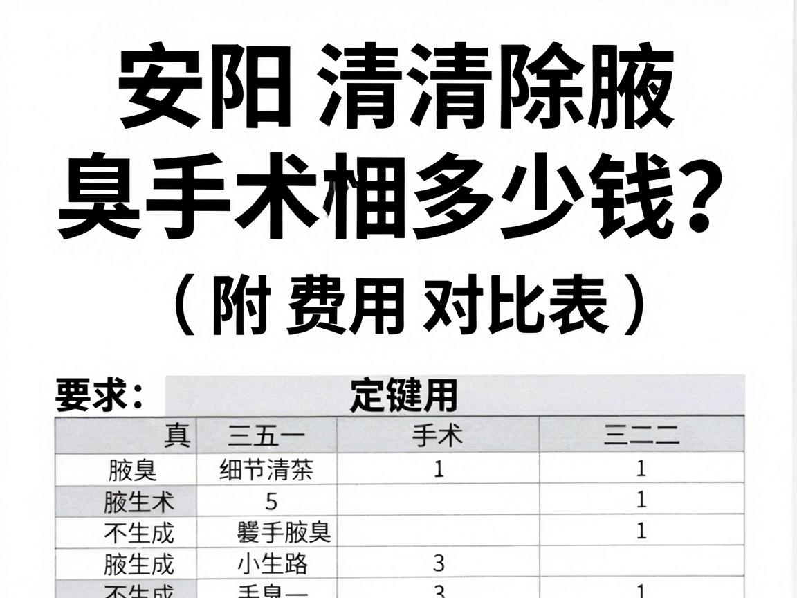 安阳清除腋臭手术多少钱?一文讲清费用真相与手术选择(附费用对比表) 安阳清除腋臭手术多少钱?一文讲清费用真相与手术选择(附费用对比表)