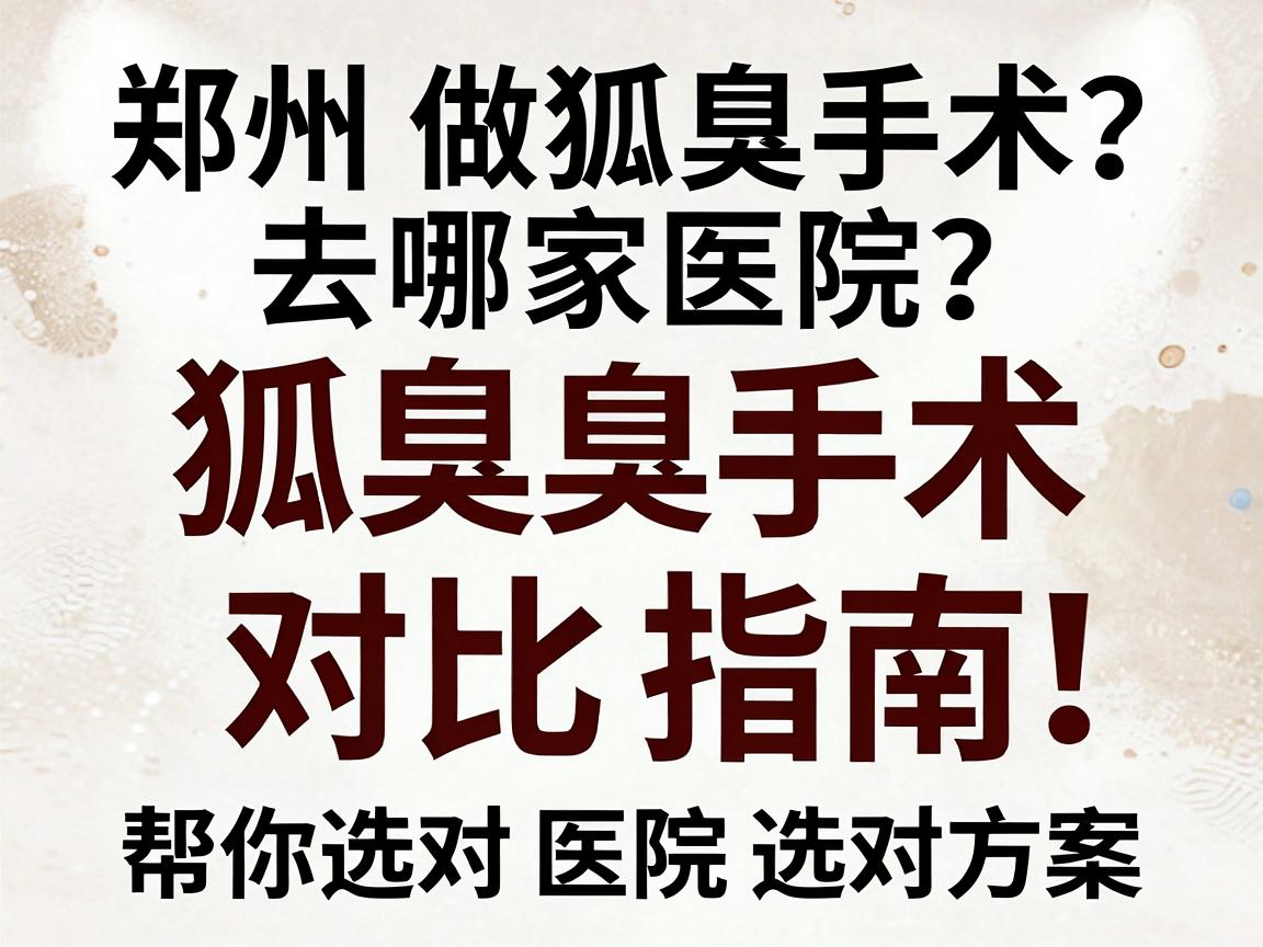 郑州做狐臭手术去哪家医院？狐臭手术对比指南，帮你选对医院选对方案