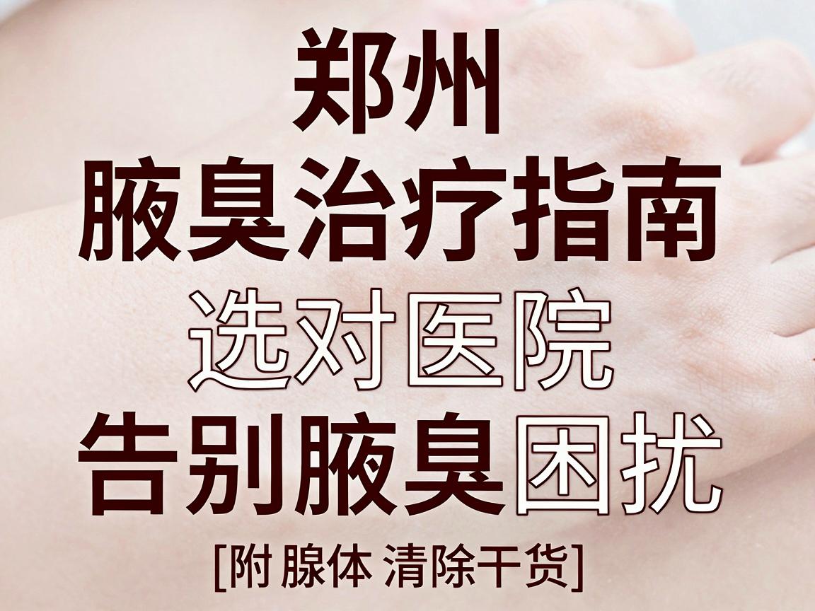郑州腋臭治疗指南，选对医院，告别腋臭困扰（附腺体清除干货）