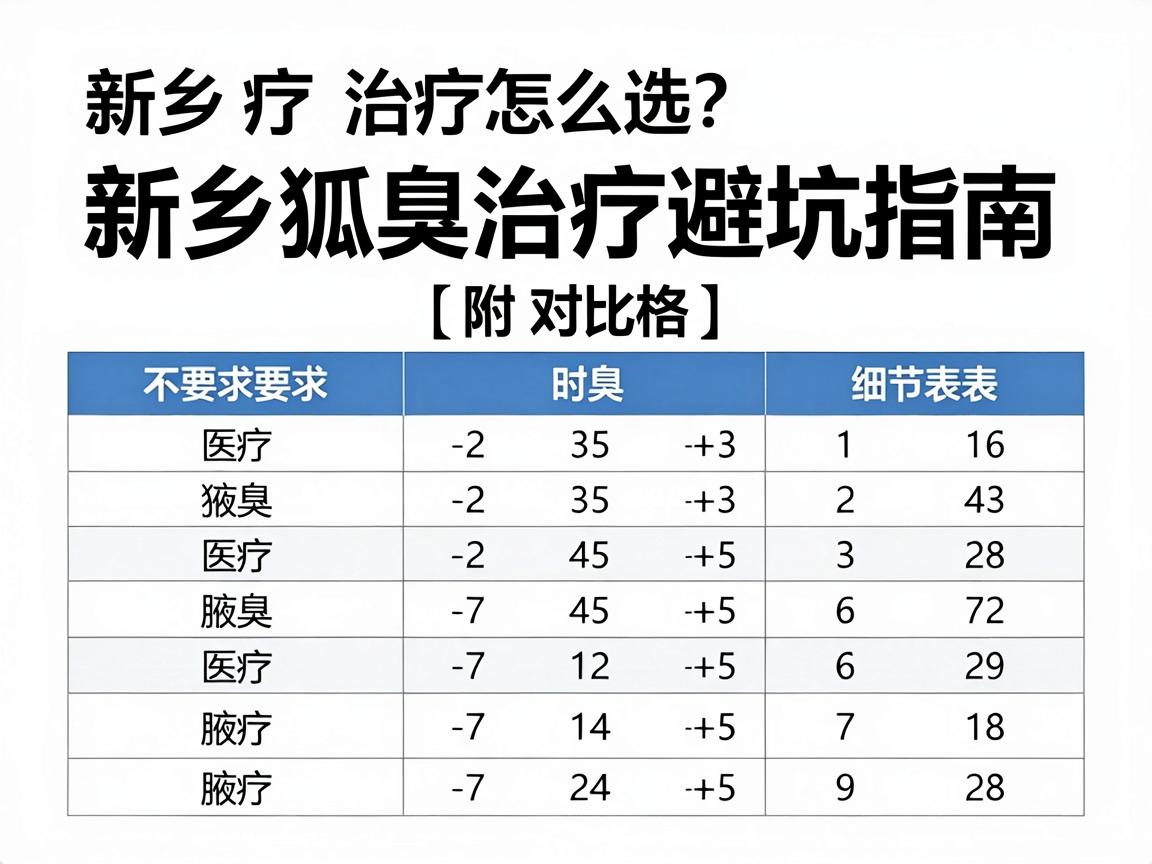 新乡治疗狐臭医院怎么选？新乡狐臭治疗避坑指南（附对比表格）