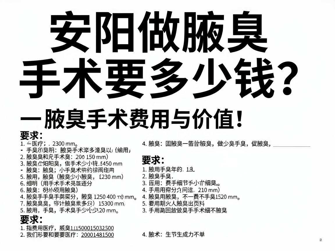 安阳做腋臭手术要多少钱？一文讲透腋臭手术费用与价值，附详细费用清单
