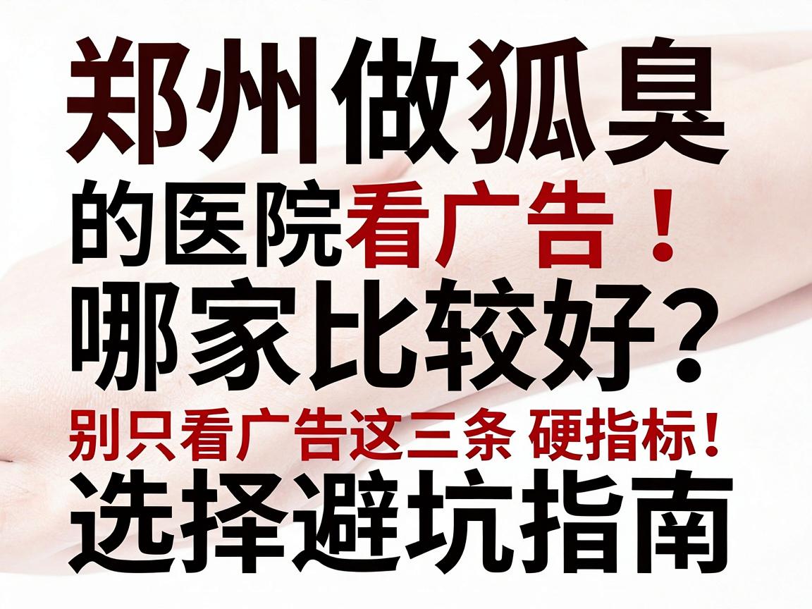 郑州做狐臭的医院哪家比较好？别只看广告，认准这三条硬指标，郑州狐臭医院选择避坑指南