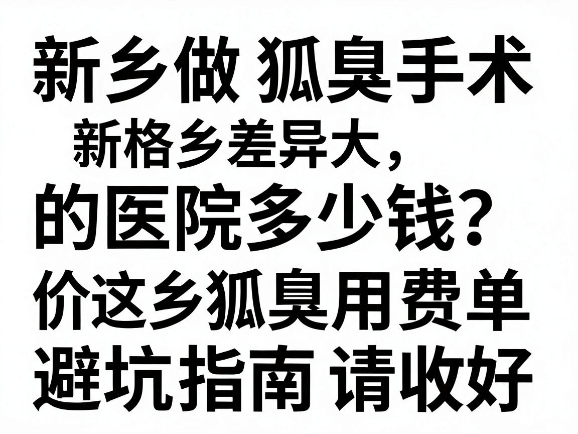 新乡做狐臭手术的医院多少钱？价格差异大，这份新乡狐臭手术费用清单和避坑指南请收好