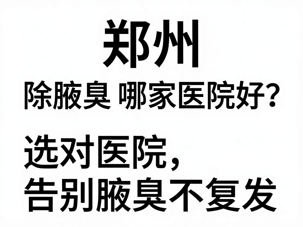 郑州除腋臭哪家医院好？选对医院，告别腋臭不复发