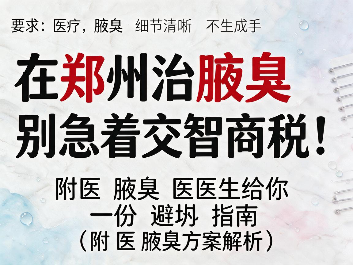 在郑州治腋臭,别急着交智商税!附医腋臭医生给你一份避坑指南(附医腋臭方案解析) 在郑州治腋臭,别急着交智商税!附医腋臭医生给你一份避坑指南(附医腋臭方案解析)