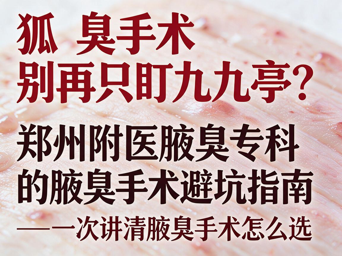 狐臭手术别再只盯九亭？郑州附医腋臭专科的腋臭手术避坑指南—一次讲清腋臭手术怎么选