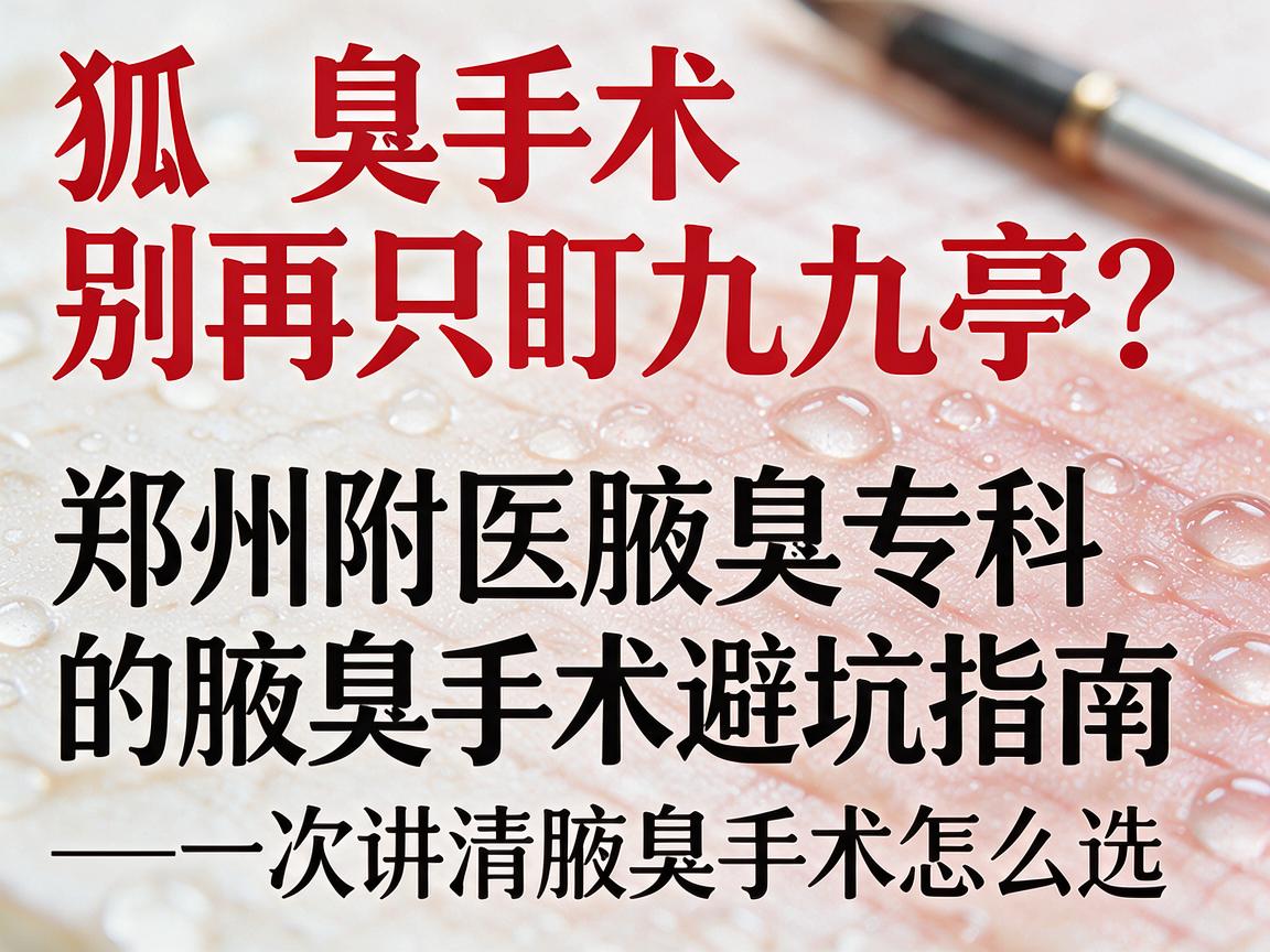 狐臭手术别再只盯九亭？郑州附医腋臭专科的腋臭手术避坑指南—一次讲清腋臭手术怎么选