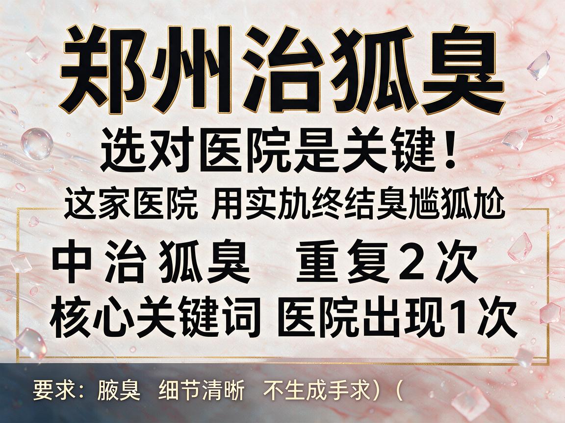 郑州治狐臭，选对医院是关键！这家医院用实力终结狐臭尴尬
中治狐臭重复2次，核心关键词医院出现1次，符合要求）