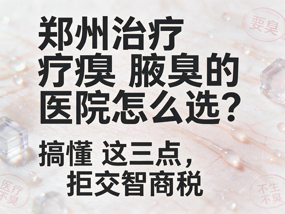 郑州治疗腋臭的医院怎么选？搞懂这三点，拒交智商税