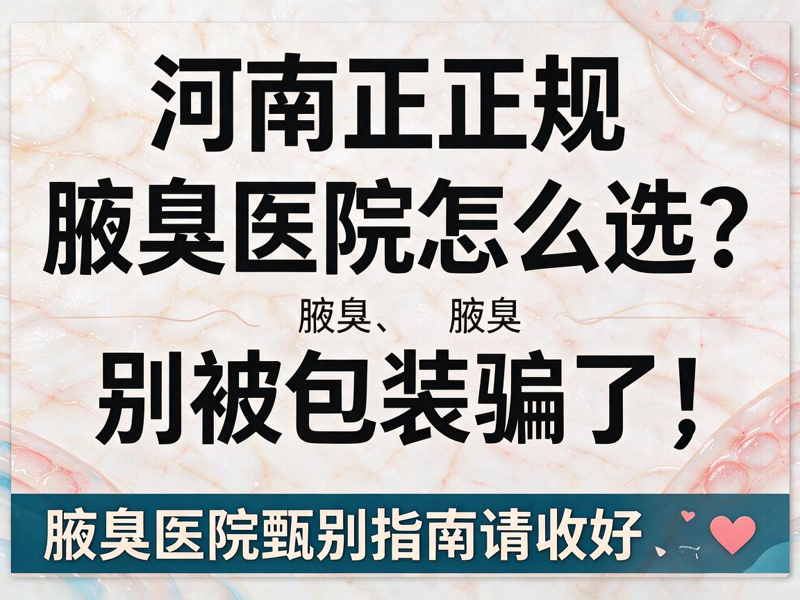 河南正规腋臭医院怎么选？别被包装骗了，这份正规腋臭医院甄别指南请收好