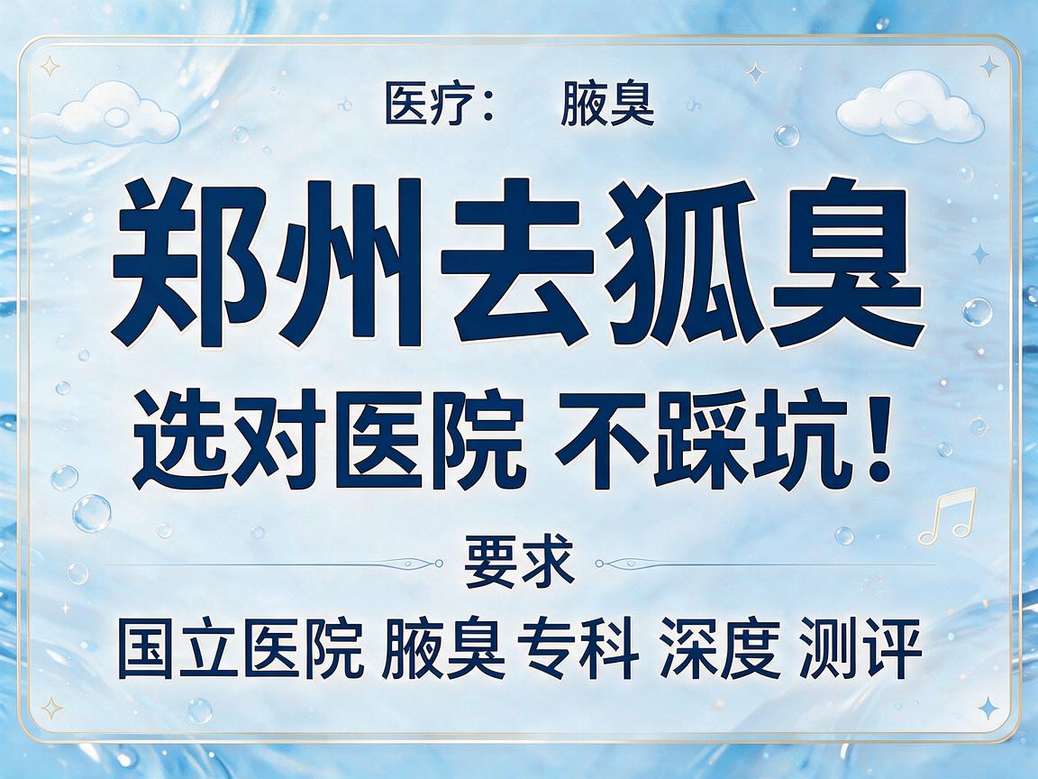 郑州去狐臭,选对医院不踩坑!国立医院腋臭专科深度测评 郑州去狐臭,选对医院不踩坑!国立医院腋臭专科深度测评
