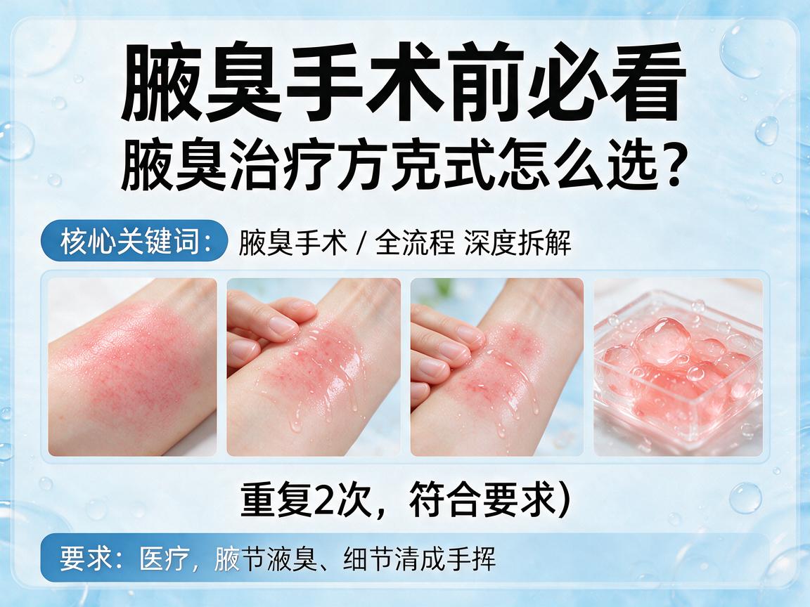腋臭手术前必看,腋臭治疗方式怎么选?腋臭手术全流程深度拆解
核心关键词,腋臭手术/腋臭治疗,重复2次,符合要求) 腋臭手术前必看,腋臭治疗方式怎么选?腋臭手术全流程深度拆解
核心关键词,腋臭手术/腋臭治疗,重复2次,符合要求)