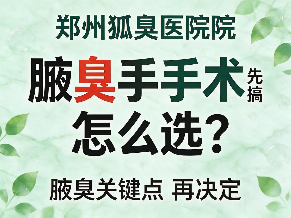 腋臭手术怎么选?郑州狐臭医院医生劝你先搞懂这3个腋臭关键点再决定 腋臭手术怎么选?郑州狐臭医院医生劝你先搞懂这3个腋臭关键点再决定