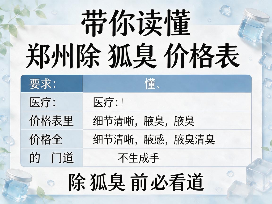 带你读懂郑州除狐臭价格表,价格表里的门道,除狐臭前必看 带你读懂郑州除狐臭价格表,价格表里的门道,除狐臭前必看