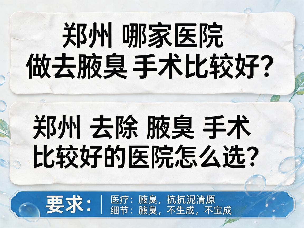 郑州哪家医院做去除腋臭手术比较好？郑州去除腋臭手术比较好的医院怎么选？