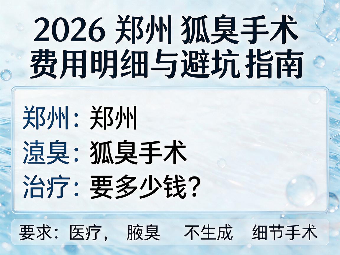 郑州狐臭手术治疗要多少钱？2026郑州狐臭手术费用明细与避坑指南