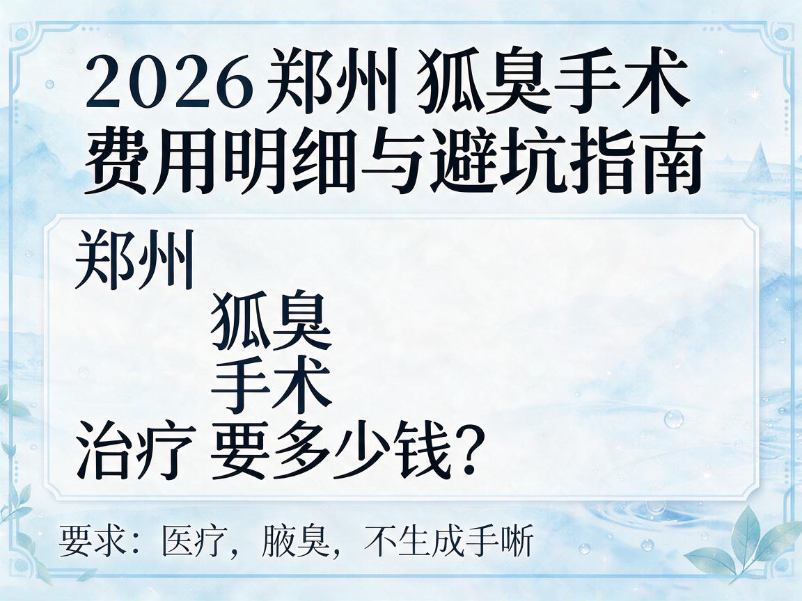 郑州狐臭手术治疗要多少钱？2026郑州狐臭手术费用明细与避坑指南