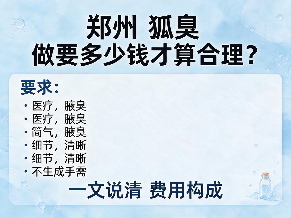 郑州狐臭做要多少钱?郑州狐臭做要多少钱才算合理?一文说清费用构成 郑州狐臭做要多少钱?郑州狐臭做要多少钱才算合理?一文说清费用构成